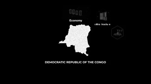 Democratic Republic of the Congo technology map with animated charts   Stock Footage 340984096