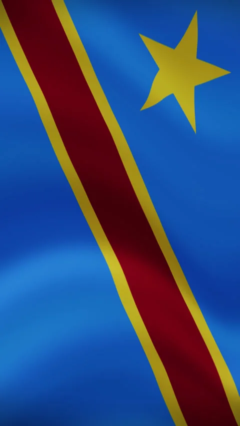 Democratic Republic of the Congo Waving Flag in Vertical Orientation Stock Footage 294949494