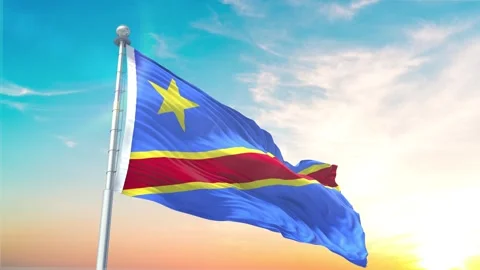 Democratic Republic of the Congo  waving flag Stock Footage 296476068
