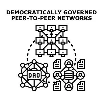 Democratically governed peer to peer networks concept illustration Illustrazione stock