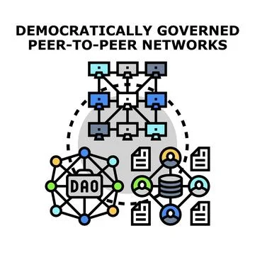 Democratically governed peer to peer networks concept illustration Ilustração Stock