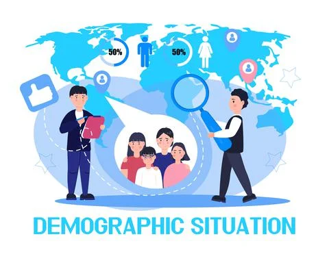 Demographer concept vector for landing page. Growth population in the world.  Stock Illustration
