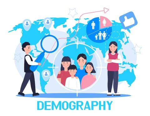 Demographer concept vector for landing page. Growth population in the world.  Stock Illustration