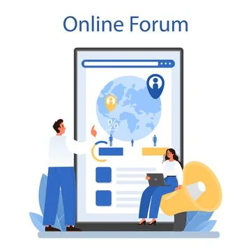 Demographer online service or platform. Scientist studying population Stock Illustration