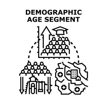 Demographic age segment analysis for social studies Stock Illustration