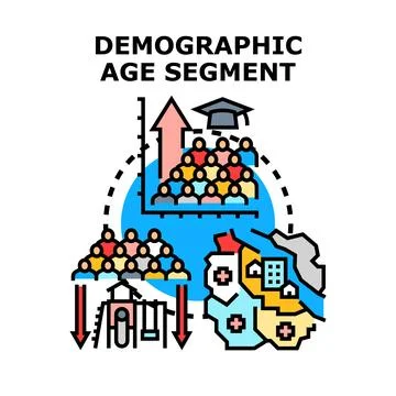 Demographic age segment analysis for social studies Stockillustratie