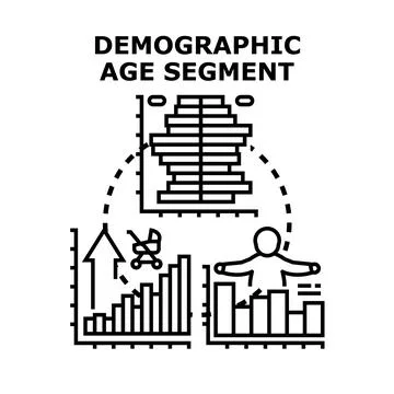 Demographic age segment analyzing population age groups Stock Illustration