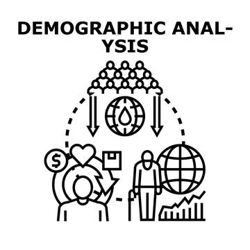 Demographic analysis concept investigating population development statistics Stock Illustration