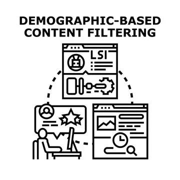 Demographic content filtering process optimizing user experience Stock Illustration