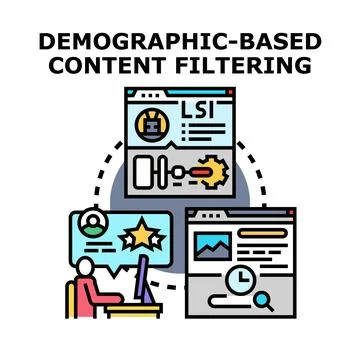 Demographic content filtering process optimizing user experience Stock Illustration