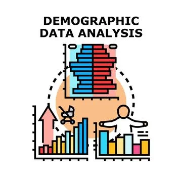 Demographic data analysis concept with population statistics Stock Illustration