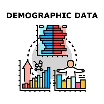 Demographic data analysis with population pyramid diagram Stock Illustration
