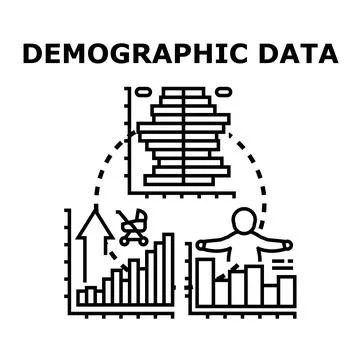 Demographic data analysis with population pyramid diagram Stock Illustration