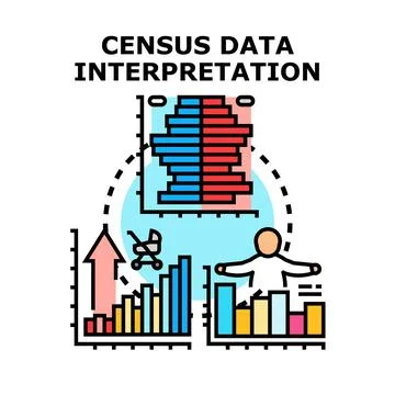 Demographic data interpretation charting population trends and growth Stock Illustration