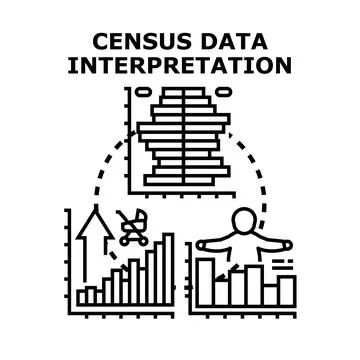 Demographic data interpretation charting population trends and growth Stock Illustration