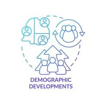 Demographic developments blue gradient concept icon Stock Illustration
