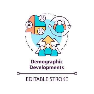 Demographic developments concept icon Stock Illustration