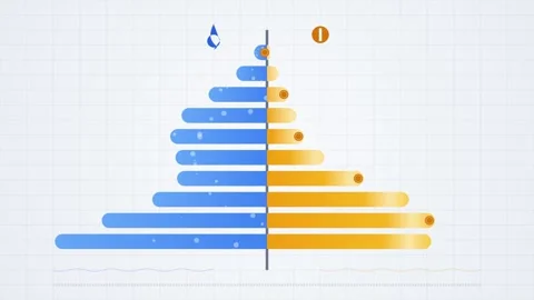 Demographic Pyramid Chart: Age Structure Comparison, Male vs Female Populat.. Stock Footage 346659453