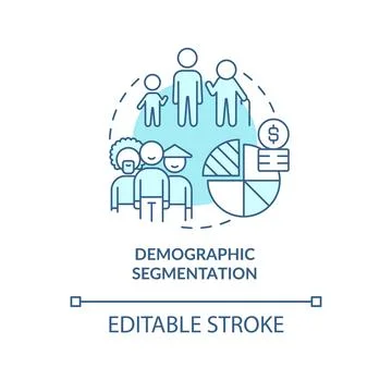 Demographic segmentation blue concept icon Stock Illustration