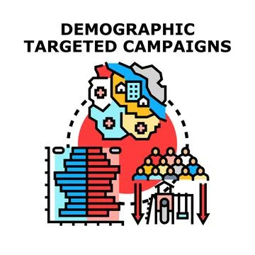 Demographic targeted campaigns analyzing population data Stockillustratie
