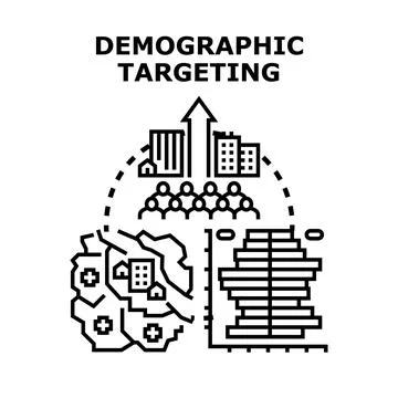 Demographic targeting audience segmentation and market analysis Stock Illustration