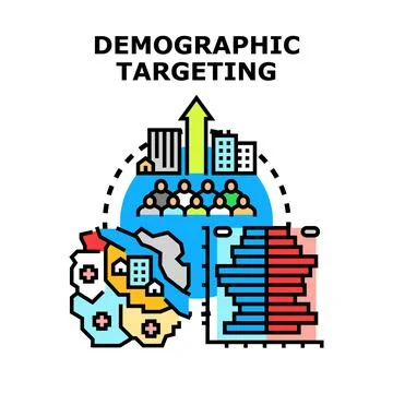 Demographic targeting audience segmentation and market analysis Stock Illustration