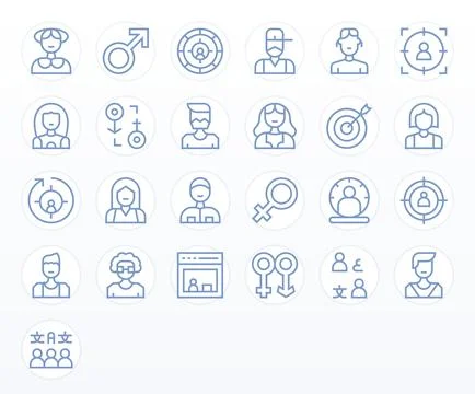 Demographic Visual Pack containing 25 Regular Line PIXEL Perfect Vector Icons 스톡 일러스트