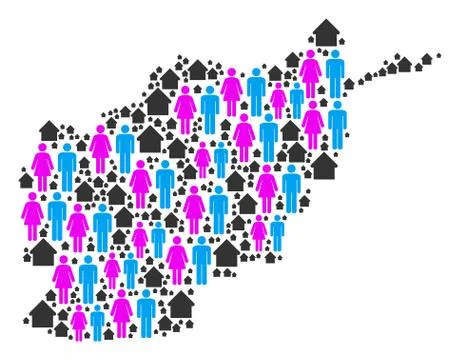Demographics Afghanistan Map Stock Illustration