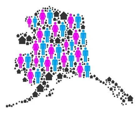 Demographics Alaska Map Stock Illustration