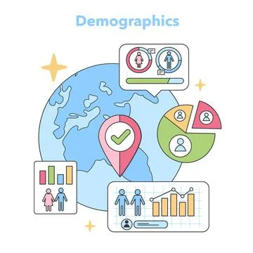 Demographics analysis concept. Flat vector illustration Illustrazione stock