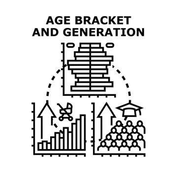 Demographics and age bracket population pyramid data Stock Illustration