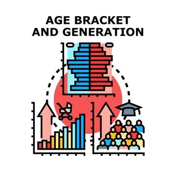 Demographics and age bracket population pyramid data Stock Illustration
