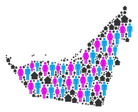 Demographics Arab Emirates Map Stock Illustration