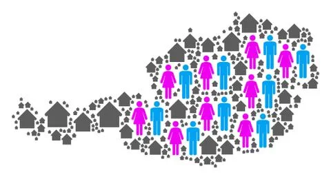 Demographics Austria Map Stock Illustration