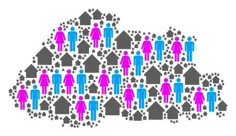 Demographics Bhutan Map Stock Illustration
