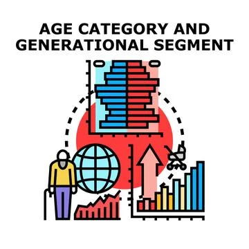 Demographics data representing age category and generational segmentation Stock Illustration