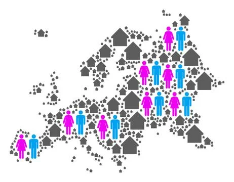 Demographics Europe Map Ilustración de archivo