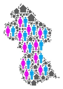 Demographics Guyana Map Stock Illustration