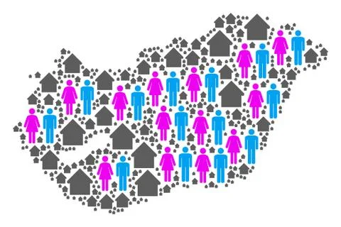 Demographics Hungary Map Stock Illustration