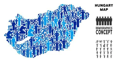 Demographics Hungary Map Stock Illustration