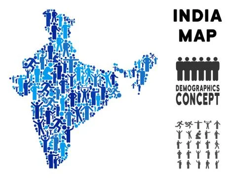 Demographics India Map 스톡 일러스트