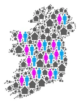 Demographics Ireland Countries Map Ilustración de archivo