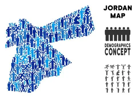 Demographics Jordan Map Stock Illustration