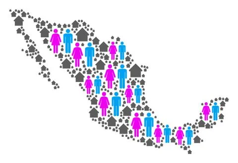 Demographics Mexico Map Stock Illustration