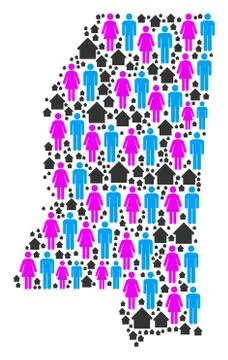 Demographics Mississippi State Map Stock Illustration