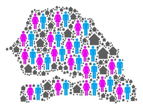 Demographics Senegal Map Stock Illustration