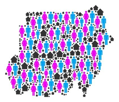 Demographics Sudan Map Stock Illustration