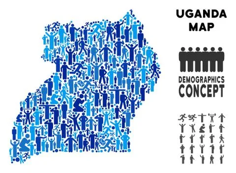 Demographics Uganda Map Stock Illustration
