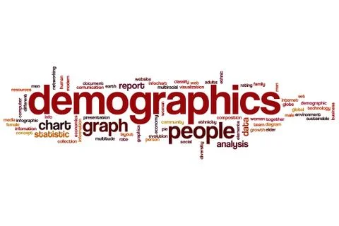 Demographics word cloud Illustrazione stock
