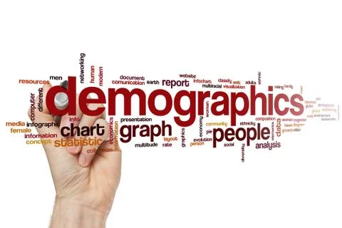 Demographics word cloud Stock Photos